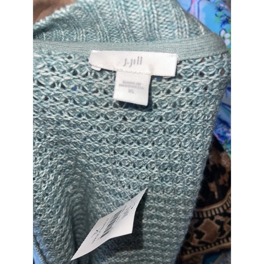 J. Jill Blue Women's XL V-Neck Sleeveless Knit Sweater‎ Vest Cottagecore Coastal